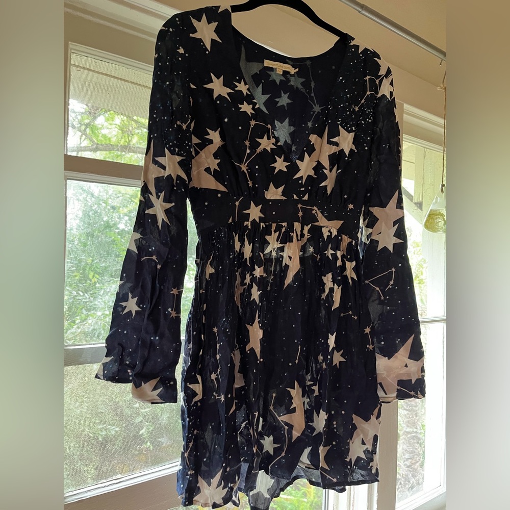 Urban Outfitters Little white lies blue star print constellation dress